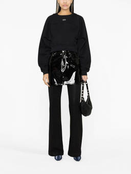 OFF-WHITE - Black Logo Cropped Cotton Sweatshirt