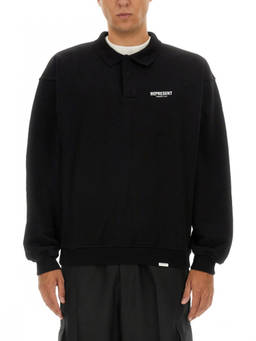 REPRESENT - Black Shirt Collar Polo T-Shirt (M)