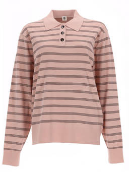 The Garment - Light Pink Stripes Shirt Collar Polo T-Shirt