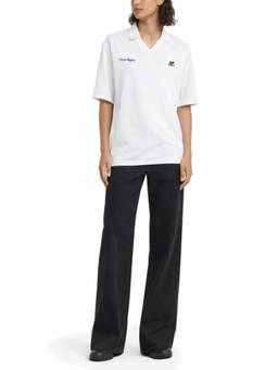 Courreges - White Logo Shirt Collar Polo T-Shirt