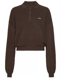 Rotate Birger Christensen - Brown Logo Shirt Collar Polo T-Shirt
