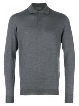 Drumohr - Grey Shirt Collar Polo T-Shirt