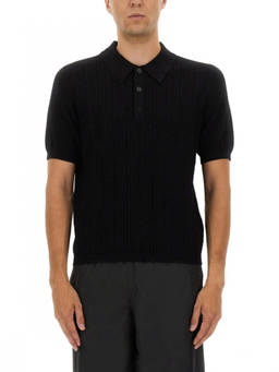 BALMAIN - Black Shirt Collar Polo T-Shirt (M)