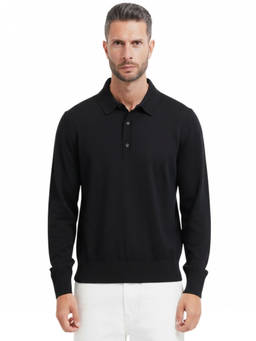 Boss - Black Solid Full Sleeves Polo T-Shirt