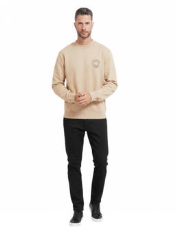Hugo - Beige Logo Crew Neck Sweatshirt