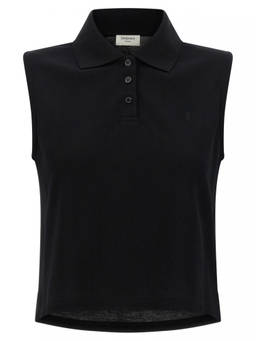 Saint Laurent - Black Cassandre Embroidered Polo T-Shirt