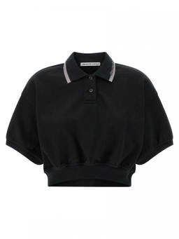 Alexander Wang - Black Intarsia Collar Polo T-Shirt