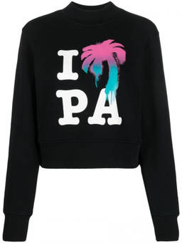 Palm Angels - Black I Love Pa Cotton Crewneck Sweatshirt (XS)