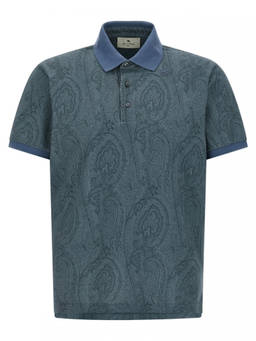 Etro - Blue Paisley Print Polo T-Shirt