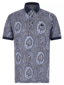 Etro - Blue Paisley Print Logo Polo T-Shirt (S)