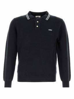 Autry - Blue Embroidered Long-Sleeve Polo T-Shirt (L)