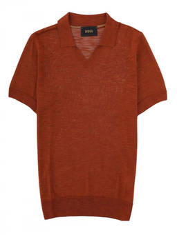 Boss - Brown Solid Shirt Collar Polo T-Shirt