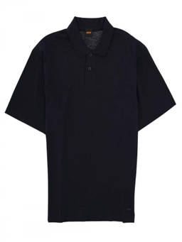 Boss - Dark Blue Solid Shirt Collar Polo T-Shirt