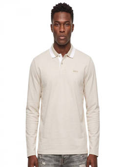Boss - Beige Solid Shirt Collar Polo T-Shirt