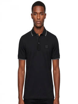 Boss - Black Solid Shirt Collar Polo T-Shirt (S)
