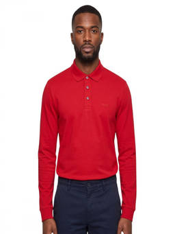 Boss - Red Solid Shirt Collar Polo T-Shirt (S)