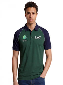 EA7 Emporio Armani - Blue Green Shirt Collar Polo T-Shirt