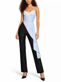 Moschino - Blue Solid Scoop Neck Top