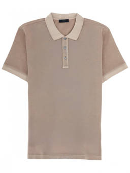 Fay - Beige Shirt Collar Polo T-Shirt (S)