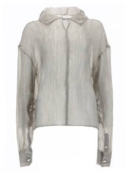 The Garment - Grey Solid Shirt Collar Top (XS)