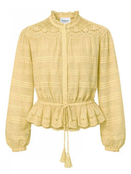 Marant Etoile - Yellow Embroidered Band Collar Top (S)