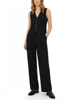 Tagliatore - Navy Blue Solid V Neck Top (S)