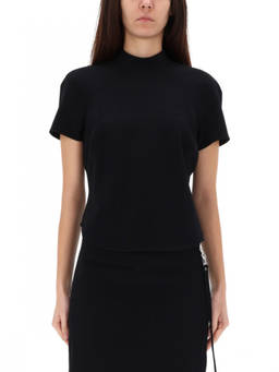 Courreges - Black Solid Mock Collar Top