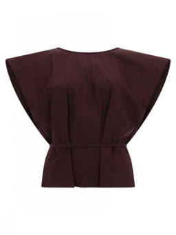 Alysi - Brown Solid Boat Neck Top