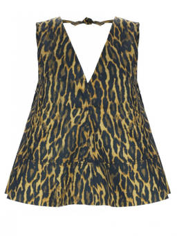 Ganni - Leopard Animal Print V Neck Top (S)