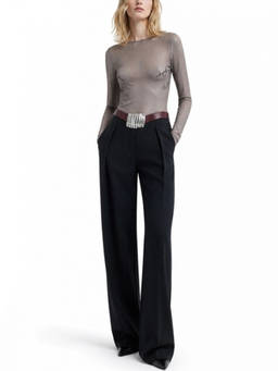 Jean Paul Gaultier - Beige Embroidered Round Neck Top (XS)