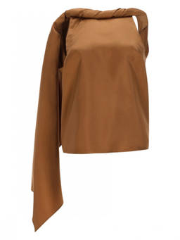 Loulou Studio - Brown Solid Boat Neck Top
