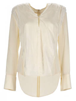 Victoria Beckham - Beige Solid V Neck Top
