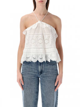 Marant Etoile - White Embroidered Halter Neck Top