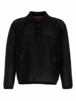 Gucci - Black Crochet Polo T-Shirt (M)