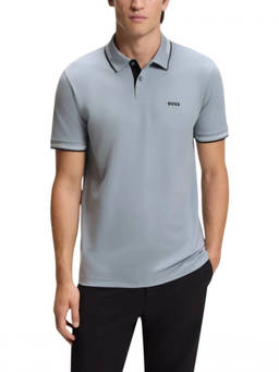 Boss - Grey Shirt Collar Polo T-Shirt