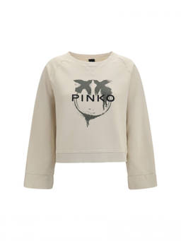 Pinko - Beige Graphic Crew Neck Sweatshirt