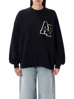 ANINE BING - Black Crewneck Logo Sweatshirt