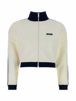 PRADA - Off-White Patches Striped Sweatshirt