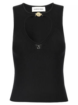 Marine Serre - Black Moon Jewellery Knit Open Neck Top