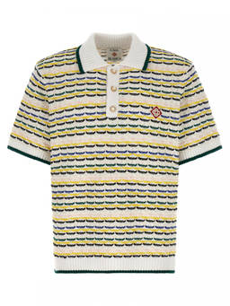 Casablanca - Multi Colour Striped Knitted Logo Polo T-Shirt