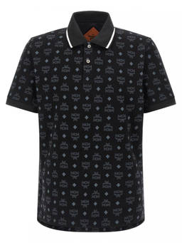 MCM - Black Monogram Jacquard Polo T-Shirt (XL)