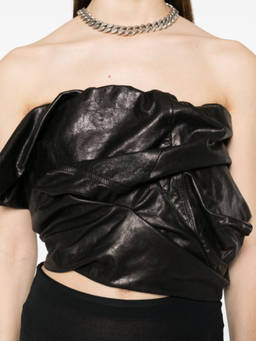 Rick Owens - Black Draped Bustier Leather Top