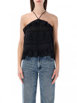 Marant Etoile - Black Embroidered Halter Neck Top
