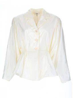 Chloe - White Solid Notched Lapel Top (L)