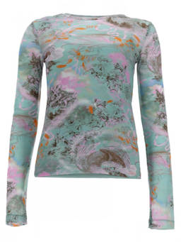 OFF-WHITE - Multicolour Printed Round Neck Top (M)