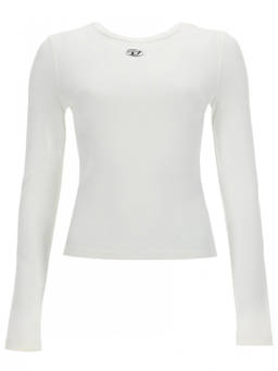 Diesel - White Solid Crew Neck Top