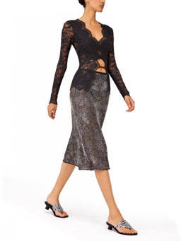 RABANNE - Black Lace Round Neck Top