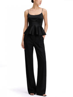 Theory - Black Solid Scoop Neck Top (M)
