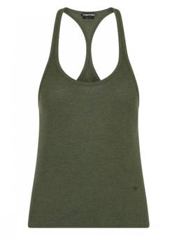 Tom Ford - Green Solid Scoop Neck Top