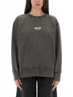 Moschino - Grey Logo Crew Neck Sweatshirt